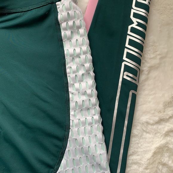 Puma green mesh pants with pink sides size S - Picture 3 of 10